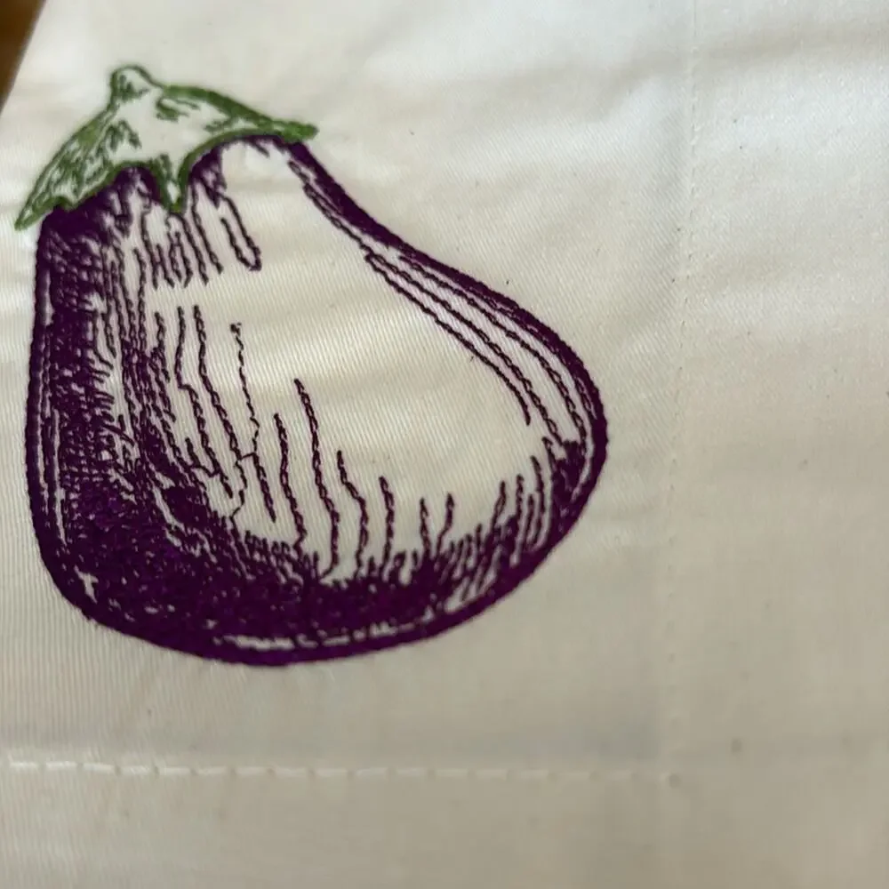 Trader Joe’s Cream Kitchen Napkin or  Towel Set Embroidered Vegetable Prints